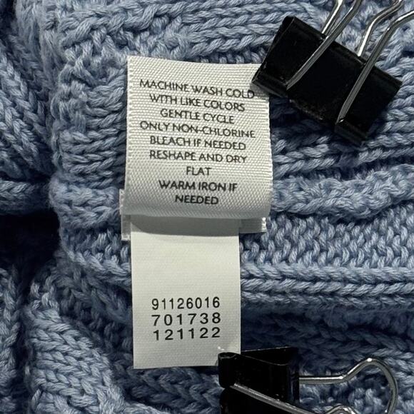 J Jill Cardigan Sweater 3/4 Bell Sleeve Cable Knit Cottage Y2K Preppy Blue Small - Picture 5 of 9